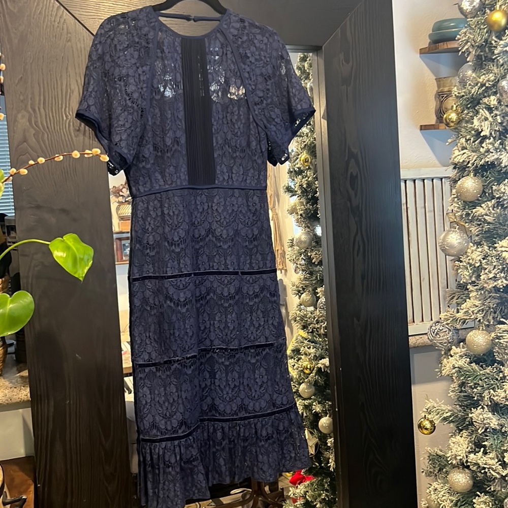 Nordstrom Navy Blue Lacy Dress and Vintage Blazer